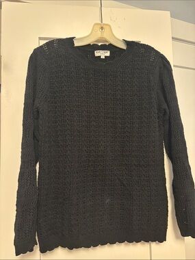 Velvet Heart Black Open-Knit Crewneck Sweater